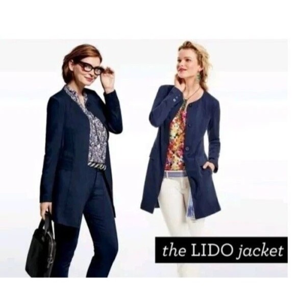 Cabi Lido Jacket Navy Long Button front Ponte Fabric S - Picture 1 of 9